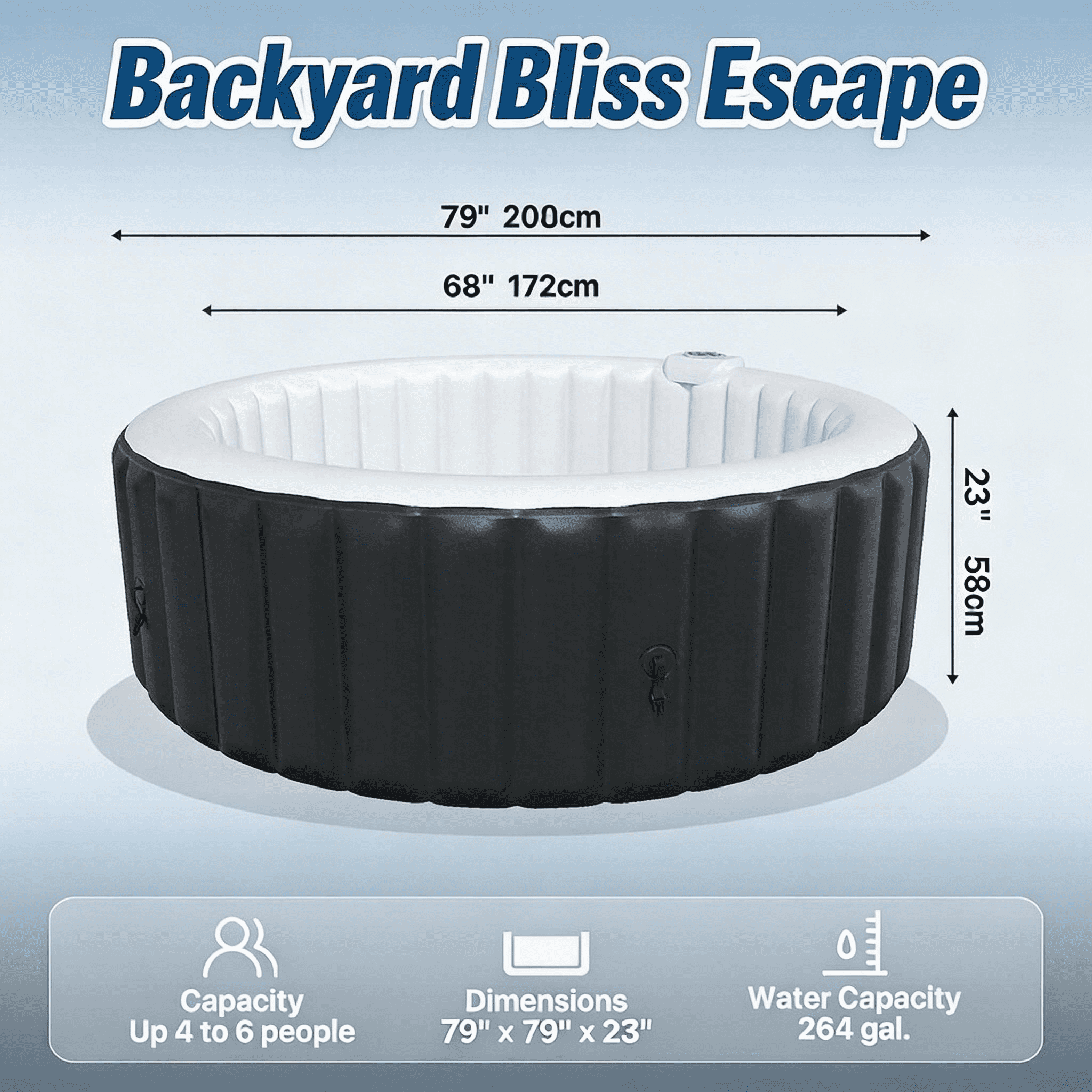 Portable Outdoor Spa with 130 Soothing Air Jets, Heater Pump,Insulated Cover and Filter System