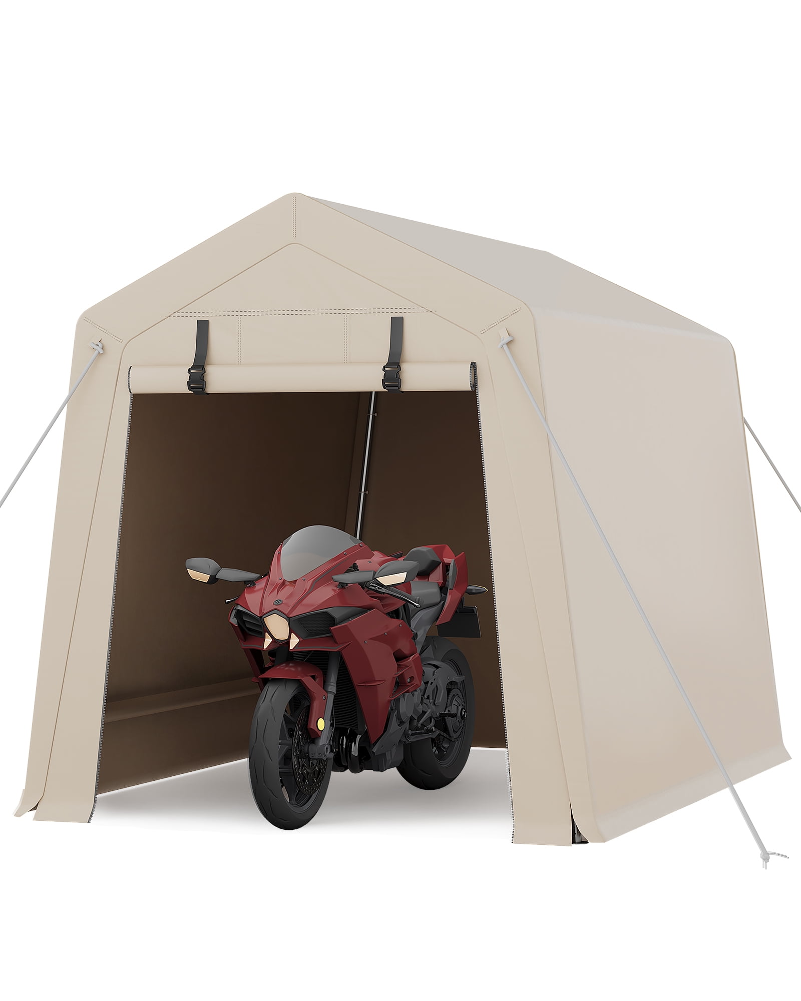 Portable Outdoor Storage Shed, Heavy-Duty Waterproof Storage Shelter with Zipper Door & Screen Window, UV-Resistant PE Cover Carport for Bike, Lawn Mower