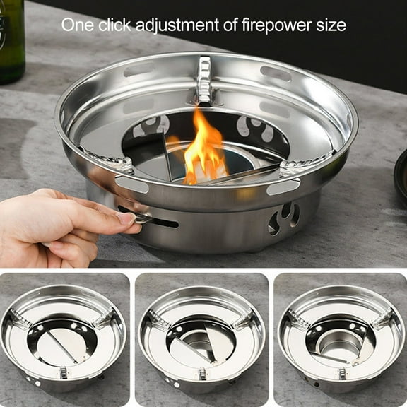 Portable Outdoor Stove Adjustable Burner Windproof Solid Fuel Cooker Compact Lightweight for Camping Hiking Picnic Travel Cooking,Camping Stove,1PC,Silver