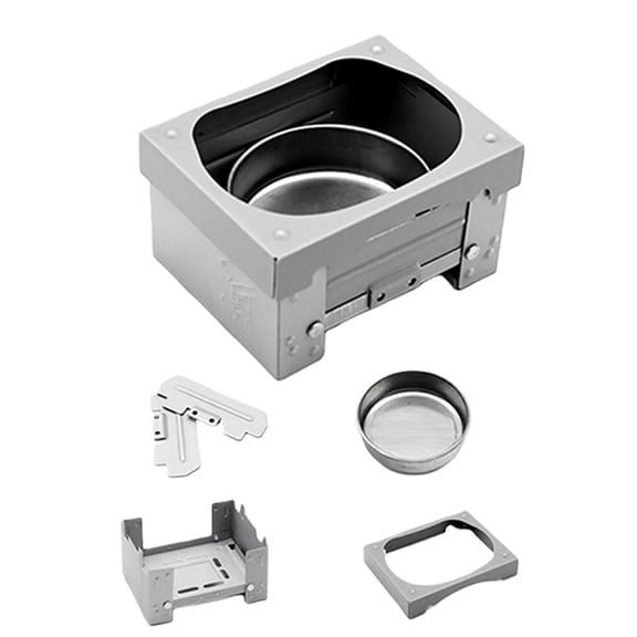 Portable Outdoor Stove Set Includes Stove Side Panels Cover and Fuels Tray Foldable Construction Quick Operations