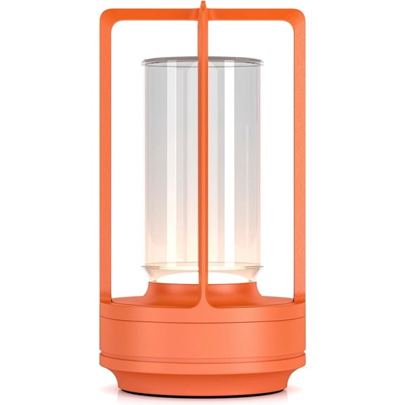 Portable Outdoor Table Lamp, Cordless Dimmable Touch Table Light,   Operated Small Lamp with 3 Colors and Brightness Control for /Patio/Camping/Bar/Coffee Shop (Orange)