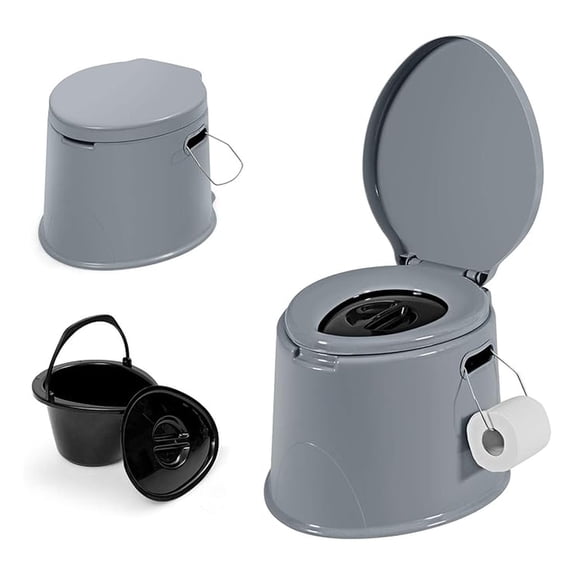 Portable Outdoor Travel Toilet for RV, Camping, Boating, Hiking Trips - Detachable Inner Bucket and Holder