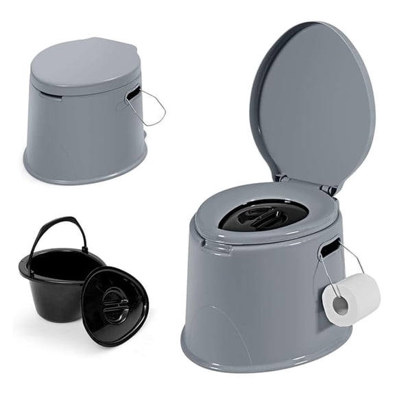 Portable Outdoor Travel Toilet for RV, Camping, Boating, Hiking Trips - Detachable Inner Bucket and Holder