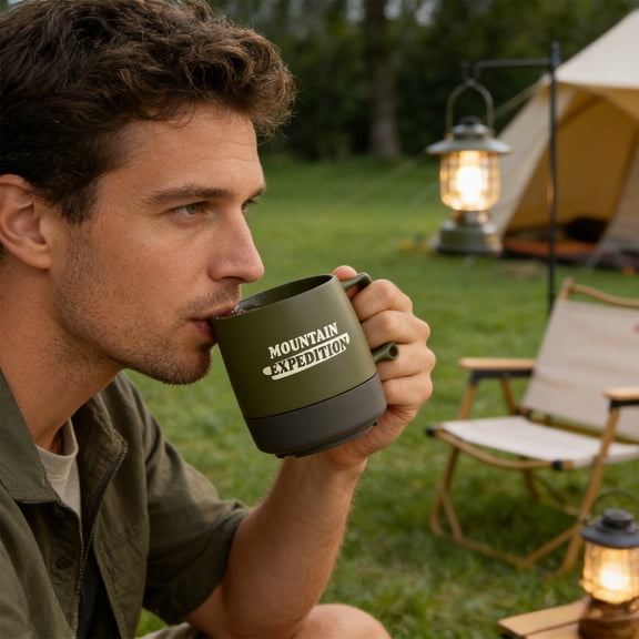 Portable Outdoor Water Cup - Eco-Friendly Camp Coffee and Tea Mug with Hanging Handle for Hiking and Picnics - Compact Design for Solo Adventures and Easy Storage