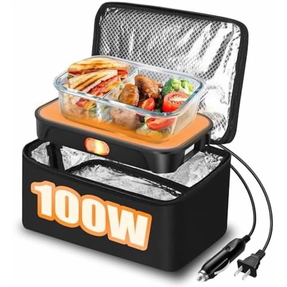 Portable Oven - 100W Fast Heating Food Warmer, 3-in-1 Electric Lunch Box & Lunch Warmer 12V/24V/110V - Mini Personal Microwave Oven for Car, Truck Driver, Office, Travel & Outdoor Use