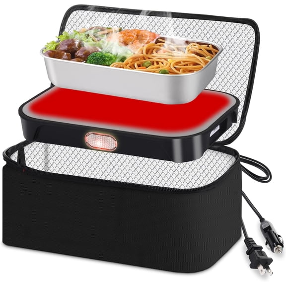 Portable Oven,4 in1 Portable Warmer,12/24/110/220V Heated Lunch Box Mini Microwave Warmer for Reheat or Cooking in Work Office (Black)