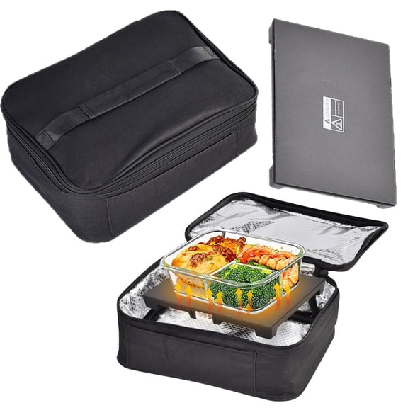 Portable Oven, Electric Lunch Box Food Heater - 12V/24V/110V 3-in-1 Car Food Warmer - Mini Personal Microwave Heated Lunch Box Warmer for Car, Truck, Travel, Office & Home Use (Black)