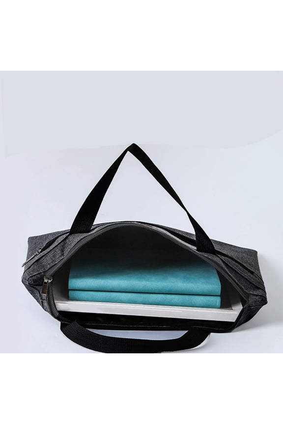 Portable Oxford Cloth Document Bag with Zipper - 15x11.8 Inch Water Resistant Briefcase for Office Files Handle Business