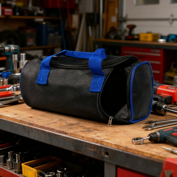 Portable Oxford Cloth Tool Bag with Double Layer Design, Waterproof and Wear-Resistant Storage Organizer for Professionals, Craftsmen, and Outdoor Enthusiasts