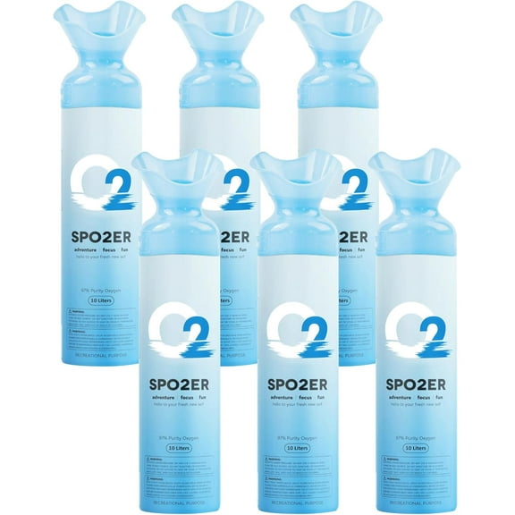 Portable Oxygen Can - 97% Pure O2, 10L Oxygen Cylinder for Sports, Exercise & Altitude, 6 Pack for Home Use