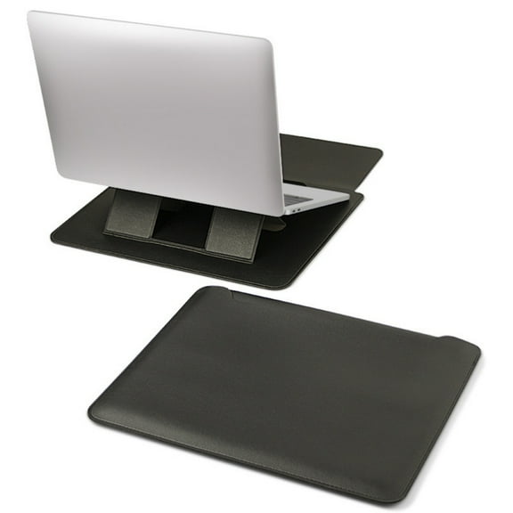 Portable PU Leather Laptop Sleeve with Folding Stand for 13/14inch Notebooks