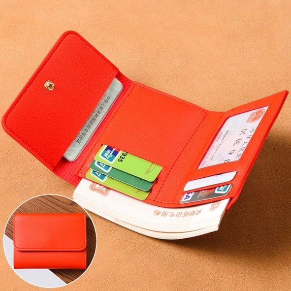 Portable PU Leather Leather Purses Travel Card Organizer Multi-card Slot Business Card Case Card Holder ID Package Card Case RED
