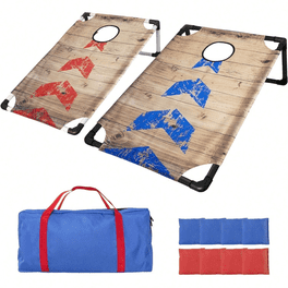Smartxchoices Portable Cornhole Game Set – 4ft X 2ft Or 3ft X 2ft Boards, 8 Bean Bags, Carrying Case, Aluminum Frame