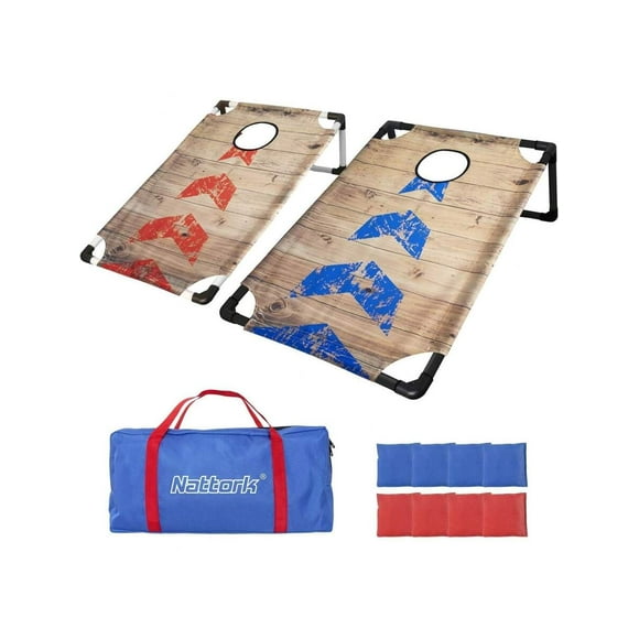 Portable PVC Framed Cornhole Game Set With 2 Collapsible Cornhole Boards, 8 Bean Bags And Carrying Case, Waterproof Mini Cornhole Set, Outdoor Indoor Yard Toss Games For Family (3 X 2-Feet),Arrow