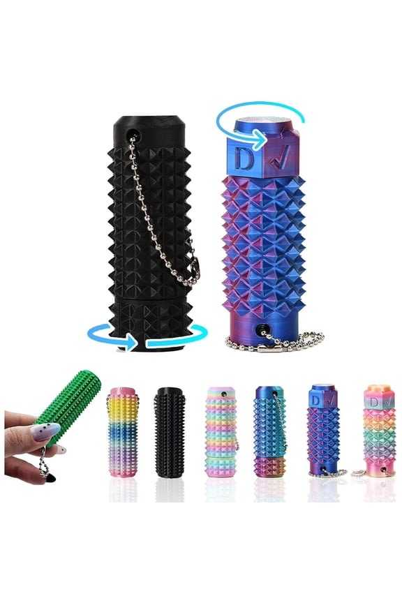 Portable Pain-Stimulating Keychain Toys (2-Pack) Spiky Sensory Stress-Relieving Toys to Relieve Anxiety, 3D Printed Non-Slip Keychains, Stress-Relieving Gift