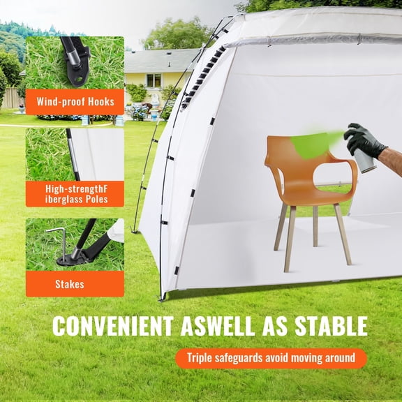 Portable Paint Booth 10x7x6ft Large Spray Paint Tent with Built-in Floor Mesh Screen for Furniture DIY Hobby Tool