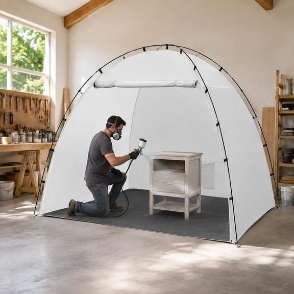 Portable Paint Booth Tent, 91.7 X 67.7 X 74.8 Inch Spray Shelter, Built-in Floor, Mesh Screen