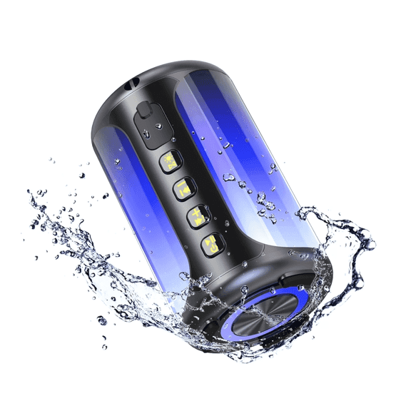 Jierben Bluetooth Shower Speaker, 12W Bluetooth 5.4 HD Shower Speaker with LED Lights, lPX7 Waterproof & 15H Playtime, Portable Wireless Speaker for Outdoor Party Beach Bathroom