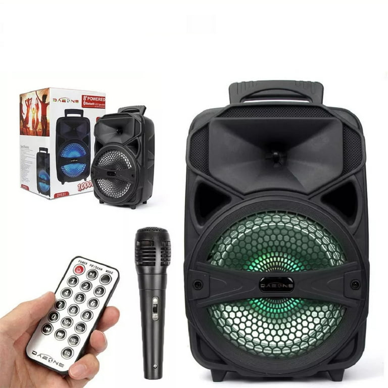 Portable Party Speaker 8 Bluetooth Loud Bass Sound USB Rechargeable With Remote Control Mic
