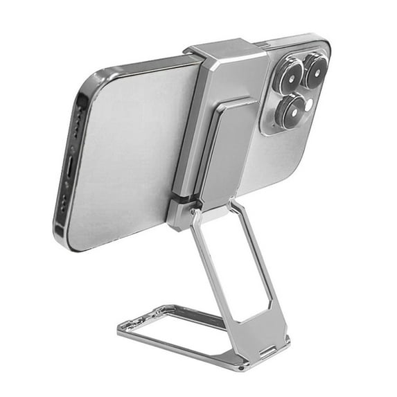 Portable Paste Free Adjustable Foldable Phone Ring Holder 360 Rotation Back Clip Holder SILVER