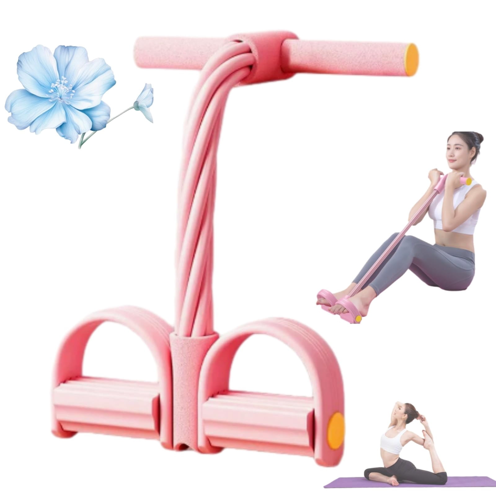 Portable Pedal Resistance Band with Handle, Heavy Duty Abdominal Crunch Fitness Equipment, Fitness Resistance Bands for Stretching and Yoga, Leg & Core Workout, Non-Slip Foot Pedal