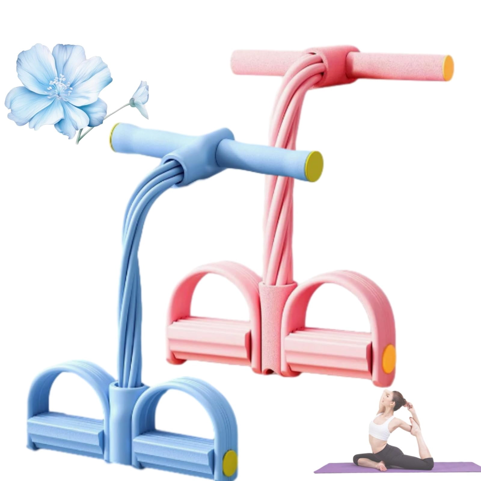 Portable Pedal Resistance Band with Handle, Heavy Duty Abdominal Crunch Fitness Equipment, Fitness Resistance Bands for Stretching and Yoga, Leg & Core Workout, Non-Slip Foot Pedal