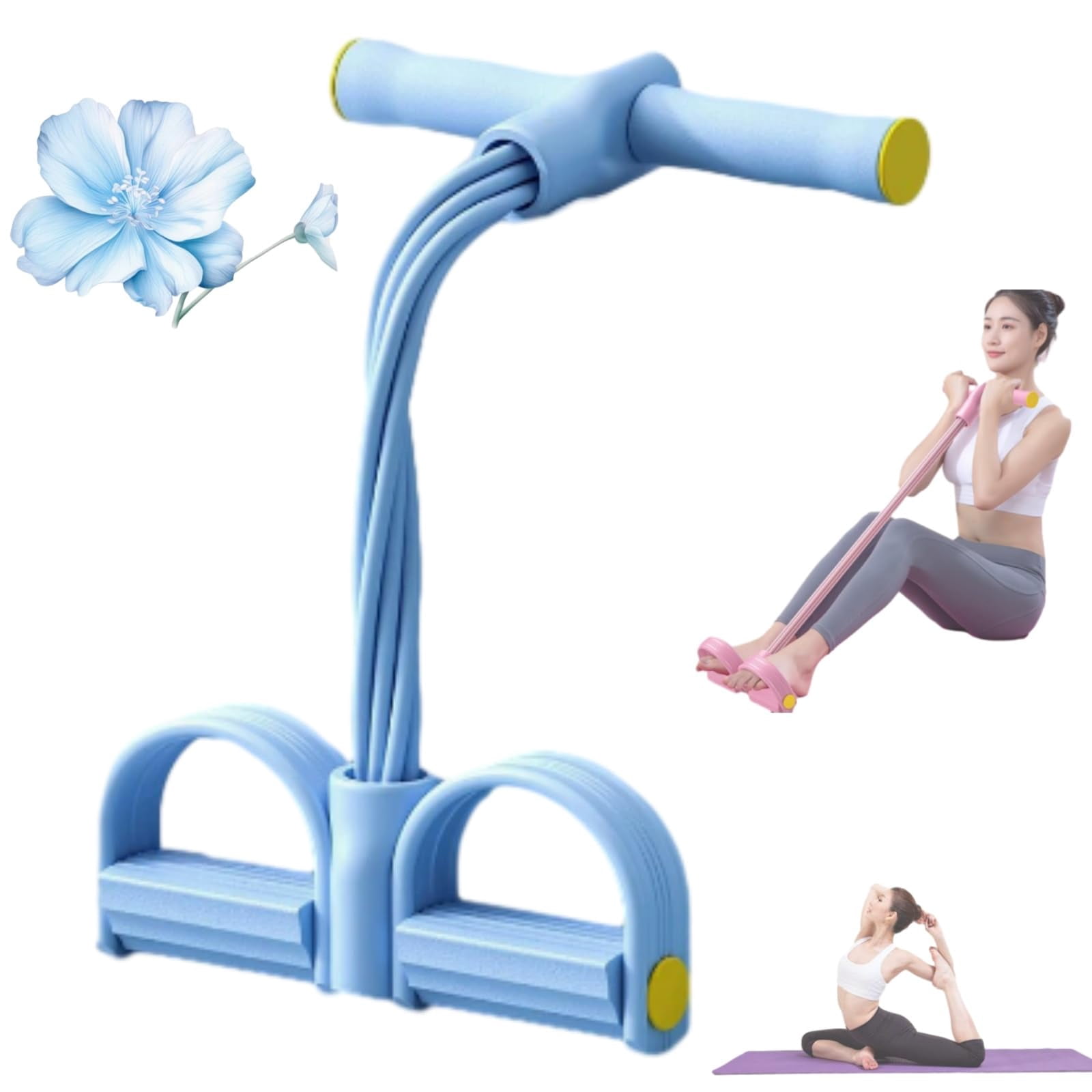 Portable Pedal Resistance Band with Handle, Heavy Duty Abdominal Crunch Fitness Equipment, Fitness Resistance Bands for Stretching and Yoga, Leg & Core Workout, Non-Slip Foot Pedal