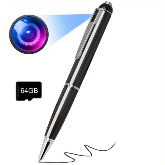 Portable Pen Camera Recorder 1080P HD with 64GB Built-in, USB 2.0 Connection to PC/Phone, 3-Hour Battery Life, Easy to Use, Includes 5 Pens and Tools for Home/Office/Meeting/Nanny Use