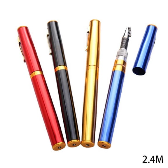 Portable Pen Fishing Rod Short Section Ultra-Light FRP Sea Rod For Travel for Mini Pocket Pole Gold Red Black Random Color Multiple Sizes 1.0M To 2.4M(2.4)