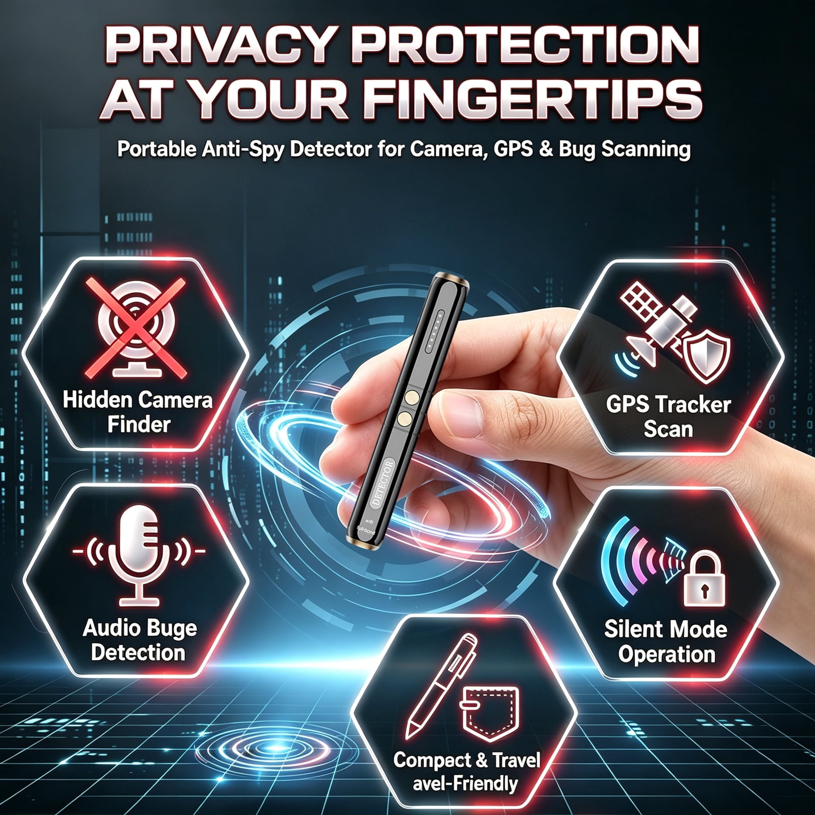 Portable Pen-Style Anti Detector, Hidden Camera Finder, GPS Tracker ...
