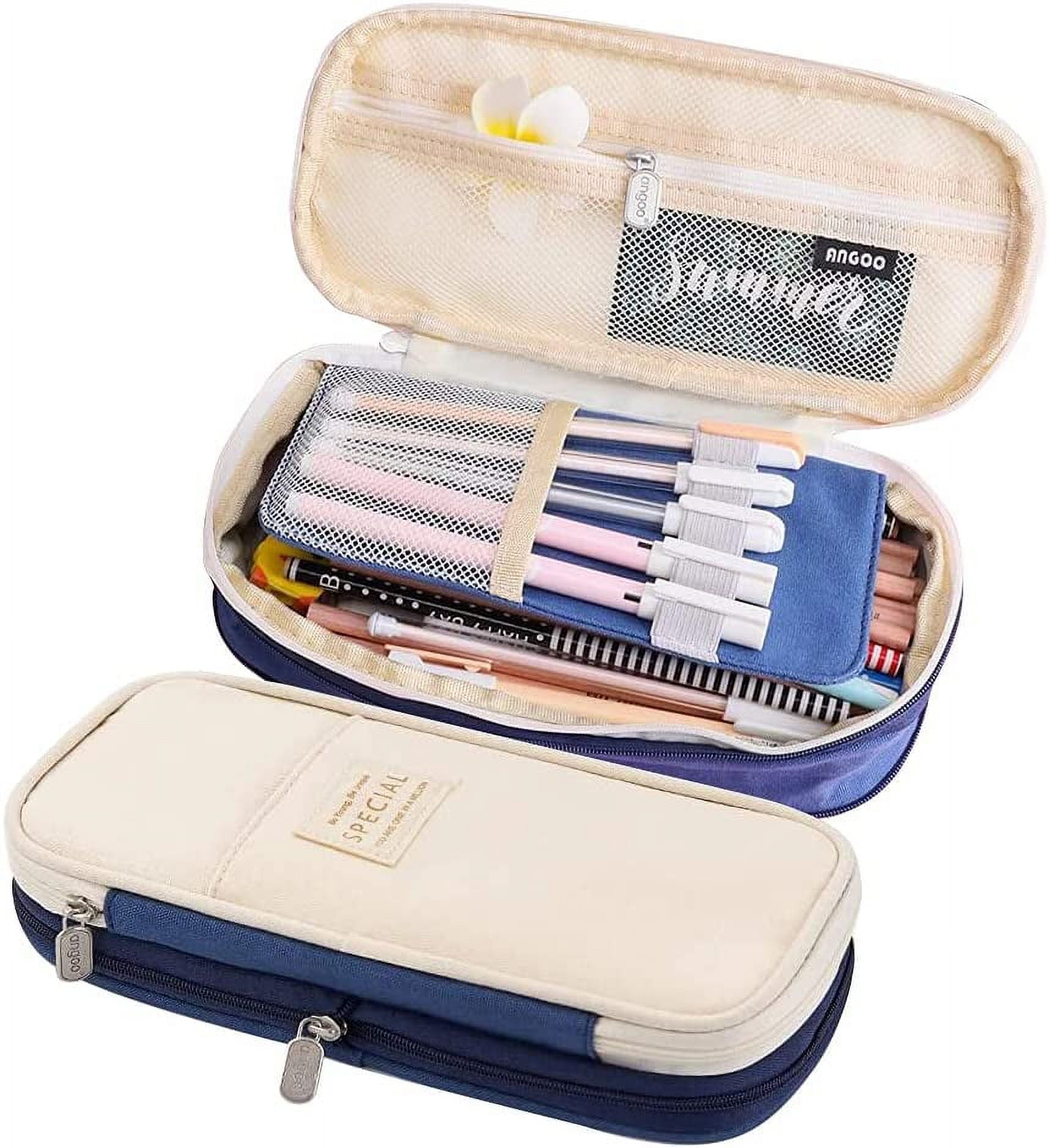  Gloppie Pencil Case Pencil Box Pen Case Organizer Portable  Pencil Bags with Zipper Pencil Pouches Stationary Storage Box Blue : Office  Products
