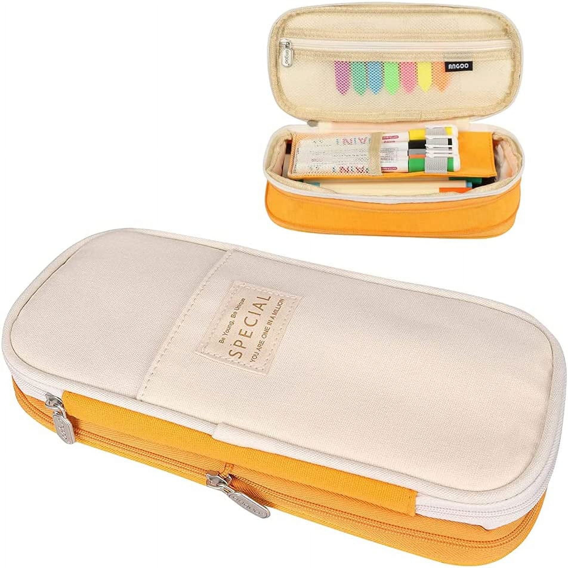  Fmeida Large Pencil Case Aesthetic - Yellow Pencil Pouch  Portable Pencil Bag Simple Pencil Storage Bag Pen Holder Marker Organizer  Fabric Zipper Pen Pouch Office Supplies : Arts, Crafts & Sewing