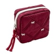 thumbnail image 1 of Portable Period Bags for Women, Small Make Up Storage Bag, Cute Bow Sanitary Napkin Storage Bag, Period Bag Quilted Tampon Pouch for Purse (Red), 1 of 6