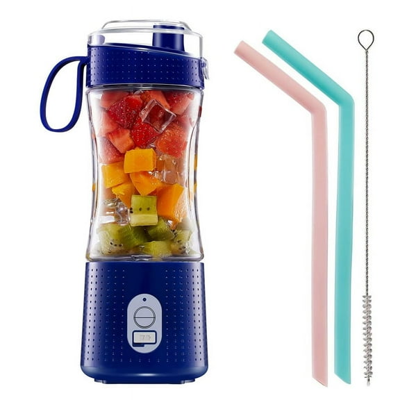 jet 2 Portable Personal Blender for Smoothie and Shakes - USB Rechargeable Juicer Cup Including Reusable Silicone Straws Blue