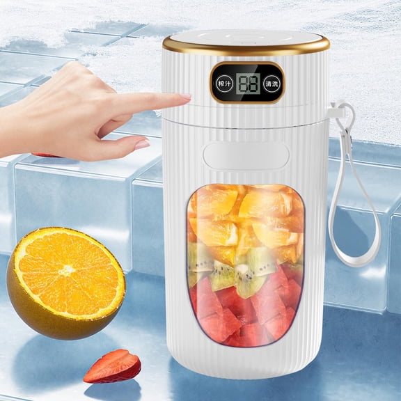 Portable Personal Juicer Cup with Digital Display | 400mL High Borosilicate Glass | USB Rechargeable Blender | 6 Stainless Blades | Smart Safety Lock | Student Home Travel Use