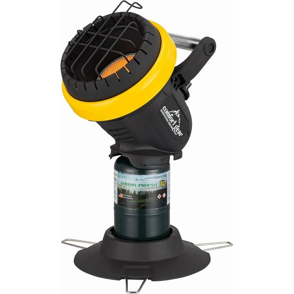 Portable Personal Propane Heater, Indoor Safe for Camping, Garage, Patio, Tent, Outdoor, Fits  Pound  Tank, Black/Yellow