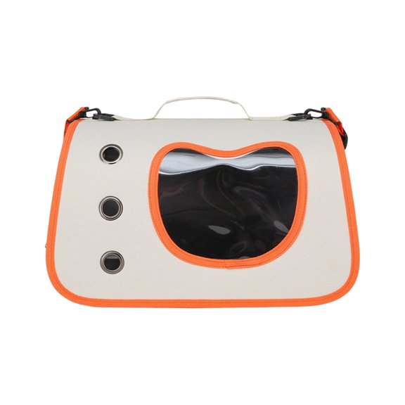 Portable Pet Carrier Backpack with Foldable Design Large Capacity Breathable Window and Three Ventilation Holes for Cats and Small Dogs Travel Outdoor Handheld Shoulder Bag