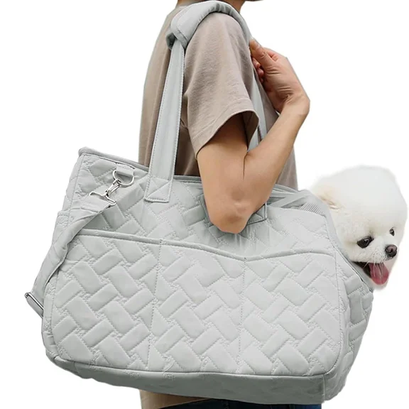 Portable Pet Carrier Bag for Small Dogs & Cats, Lightweight Breathable Handheld Tote with Mesh Windows, Foldable Design for Travel, Vet & Outdoor Use,Gray