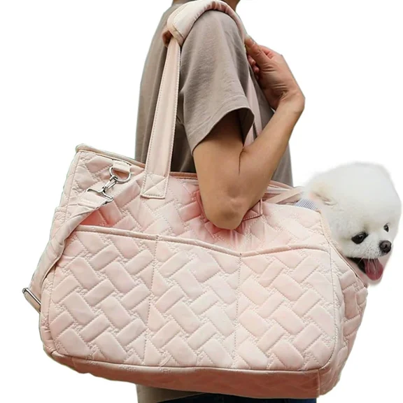 Portable Pet Carrier Bag for Small Dogs & Cats, Lightweight Breathable Handheld Tote with Mesh Windows, Foldable Design for Travel, Vet & Outdoor Use,Pink