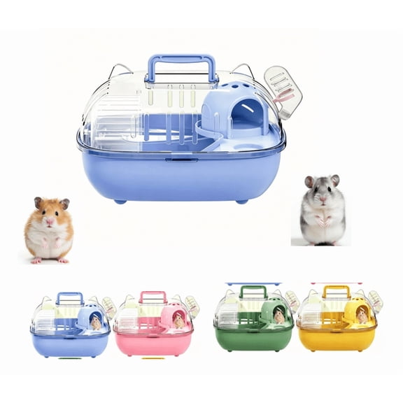 Portable Pet Carrier Cage, Decorative Cat Ear Shape Living Space with Exercise Wheel, Water Bottle & Hideout for Small Rodents