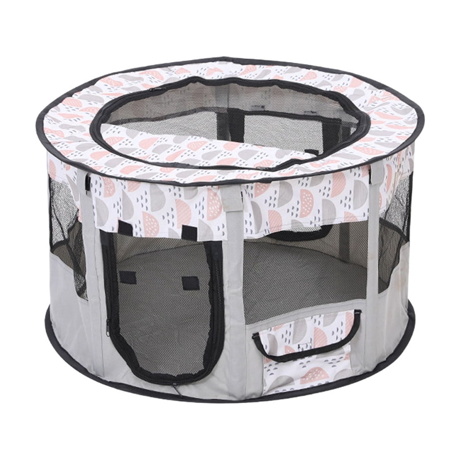 Portable Pet Cat Playpen, Round Cat Cages Indoor Collapsible Dog Crates Tent Kennel Playpen Indoor & Outdoor (Gray)