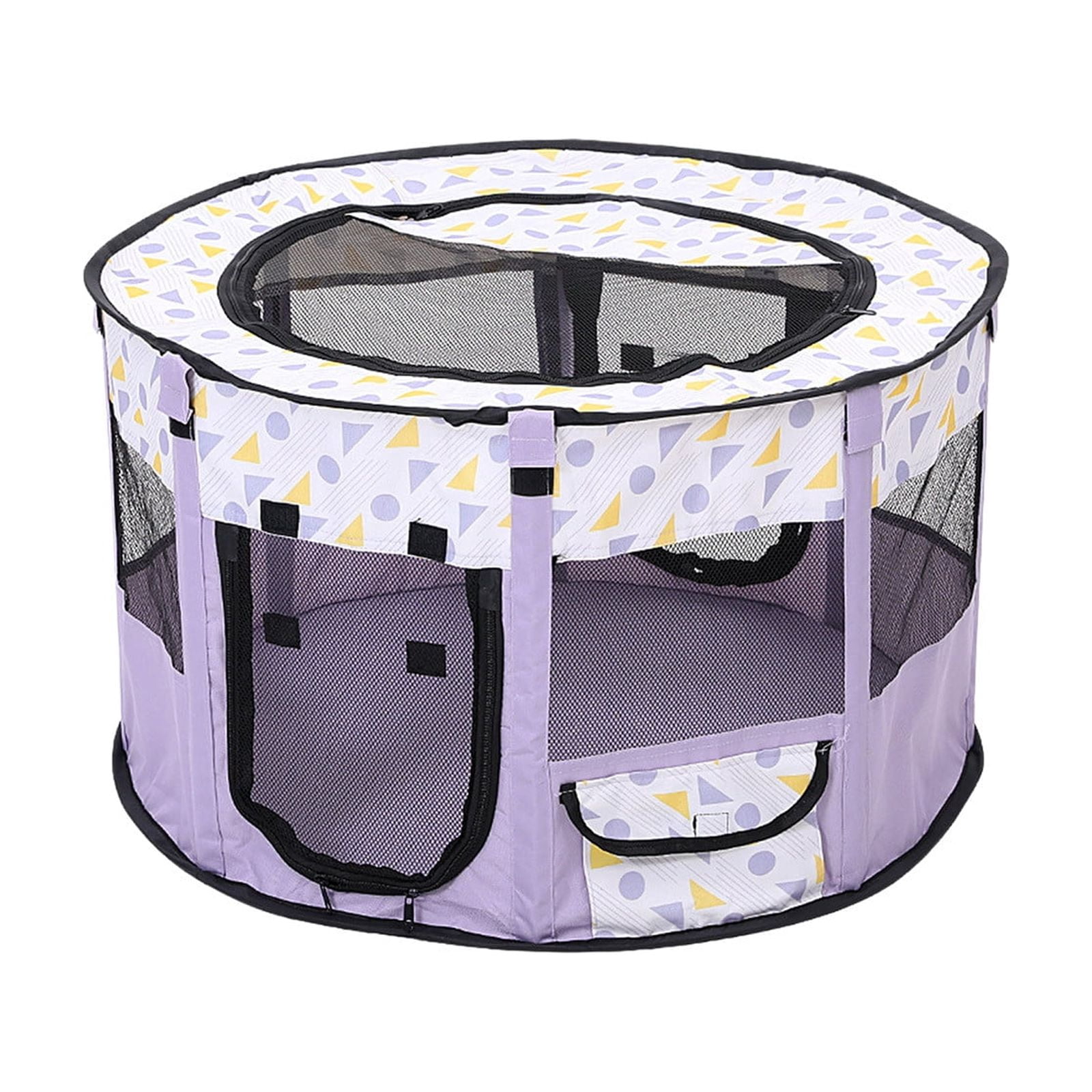 Portable Pet Cat Playpen, Round Cat Cages Indoor Collapsible Dog Crates Tent Kennel Playpen Indoor & Outdoor (Purple)