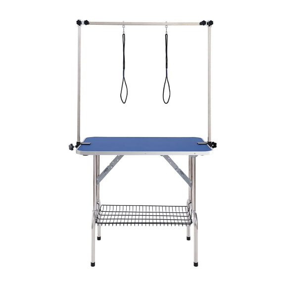 Portable Pet Grooming Table for Small Dogs,36x24 " Foldable Grooming Station with Arm Clamps&Non-Slip Mat,Adjustable Restraint Loop,Supports 330lbs