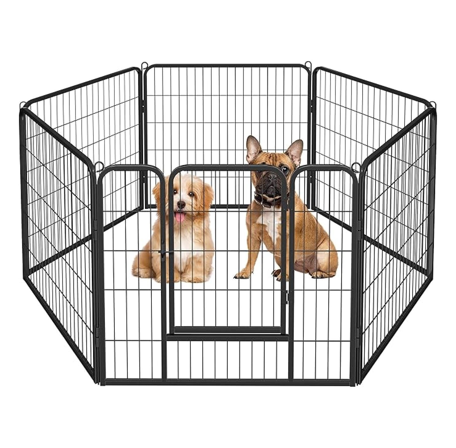 Portable Pet Playpen 32-Inch 6 Panel Heavy Duty Metal Fence Cage for Dog Puppy Cat Rabbit Indoor Outdoor Kennel Black