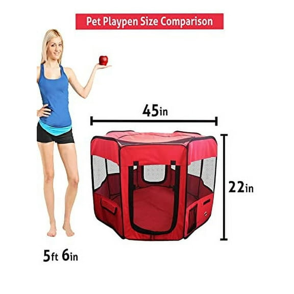 Portable Pet Playpen 45 * 45 * 22" Premium Large Size Puppy Kennel - Best for Small and Medium Size Dogs and Cats - Simple Folding Design for Easy Storage
