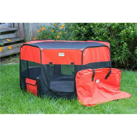 Portable Pet Playpen, Black & Red - Extra Large
