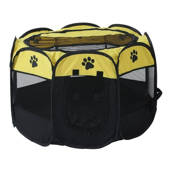 Portable Pet Playpen, Dog/Cat Playpen Foldable Pet Exercise Pen Tents Dog Kennel House Playground for Indoor Outdoor Travel Camping Use(Yellow) by Fakrich
