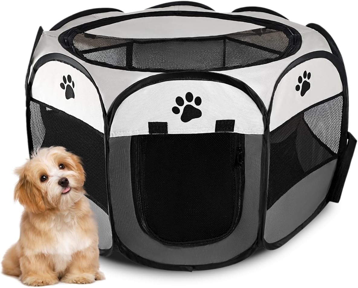 Portable Pet Playpen, Dog/Cat Playpen Foldable Pet Exercise Pen Tents Dog Kennel House Playground for Indoor Outdoor Travel Camping Use,30"x30"x18"