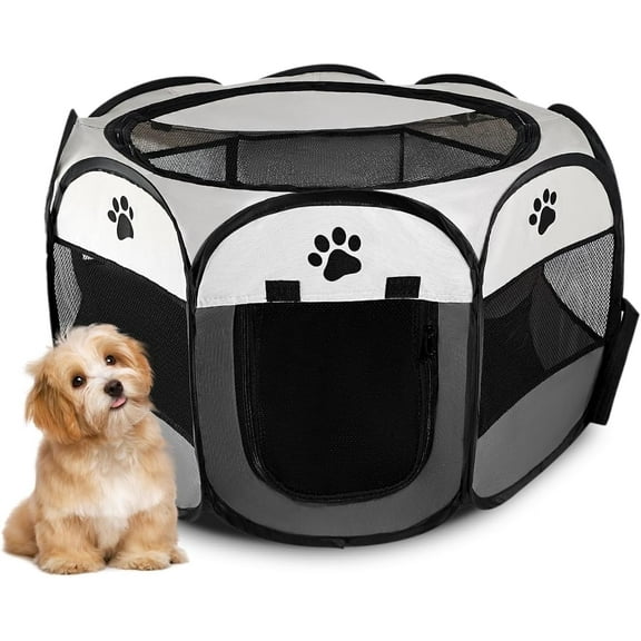 Portable Pet Playpen, Dog/Cat Playpen Foldable Pet Exercise Pen Tents Dog Kennel House Playground for Indoor Outdoor Travel Camping Use,30"x30"x18"