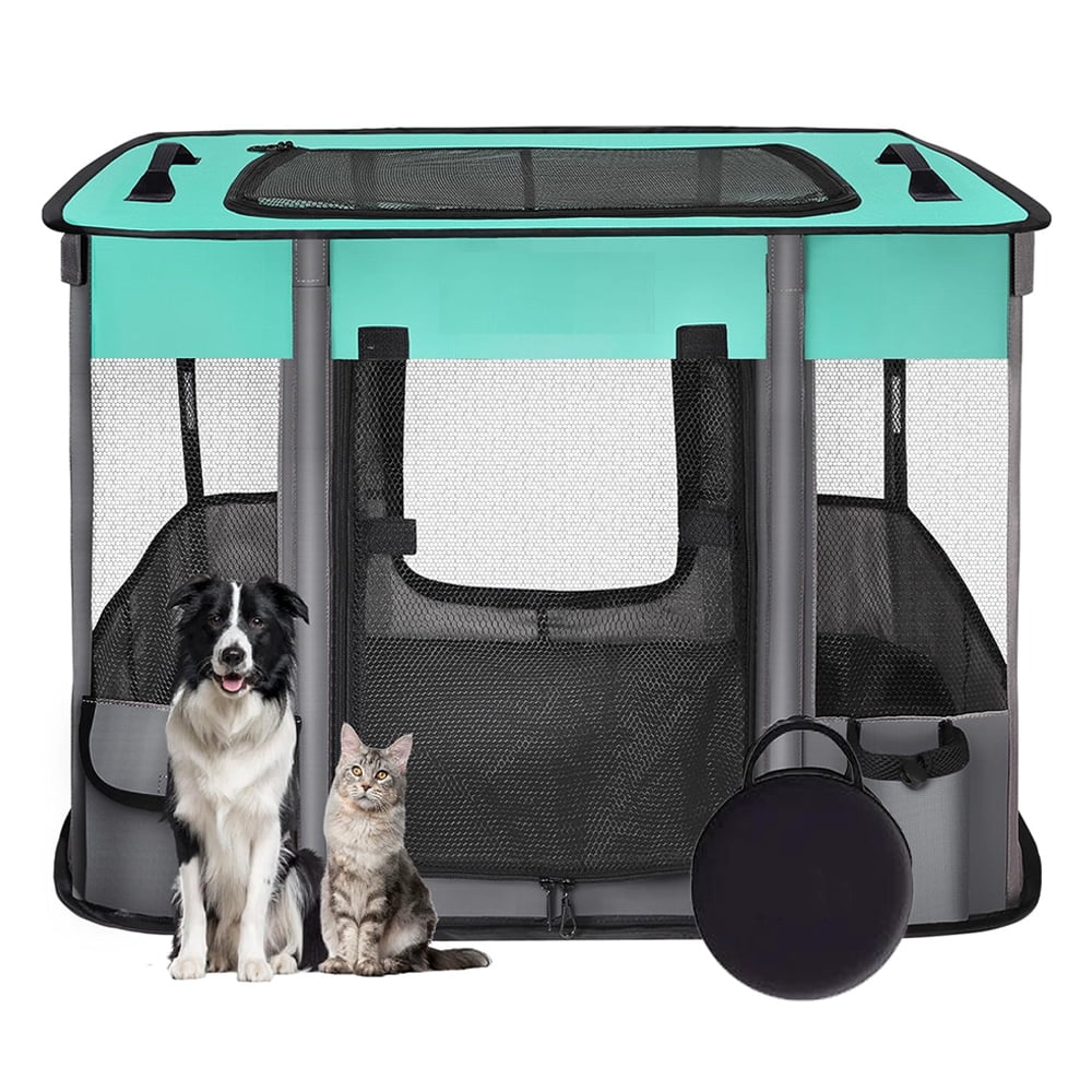 View of Portable Pet Playpen, Dog Playpen, Foldable Exercise Kennel Tent Crate ...